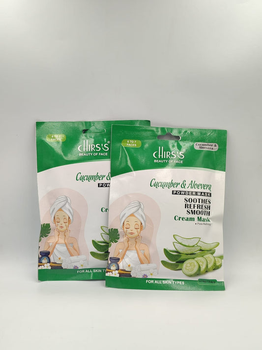 Chirs Cucumber & Aloevera Powder Mask Soothes Refresh & Smooth Skin -75GM