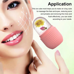 Silicone Capsule Ice Massager, Face Beauty Lifting Tool, Contouring Acne Eye Skin Educe Massager Roller, Silicone Freezing Beauty Swelling Face Massager Moisturizing Washable Oven Icing Mould