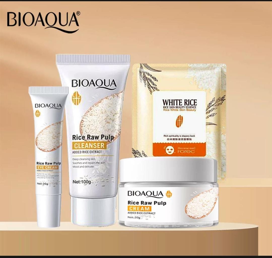 Bioaqua Pack of 4 Glow & Glowing Rice Skincare Series