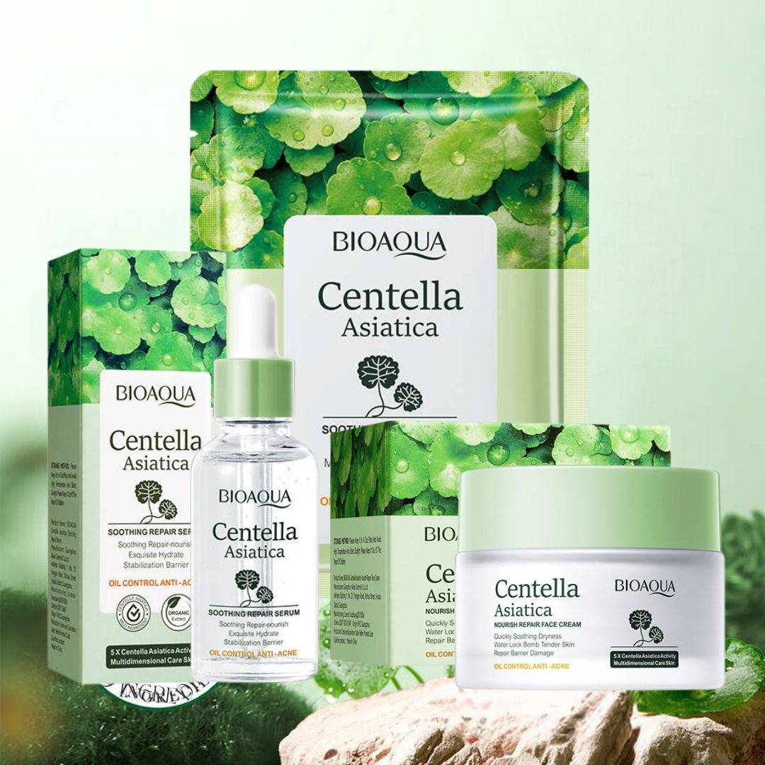 Bioaqua Pack of 3 Centella Asiatica Soothing Repair Skin Care Set