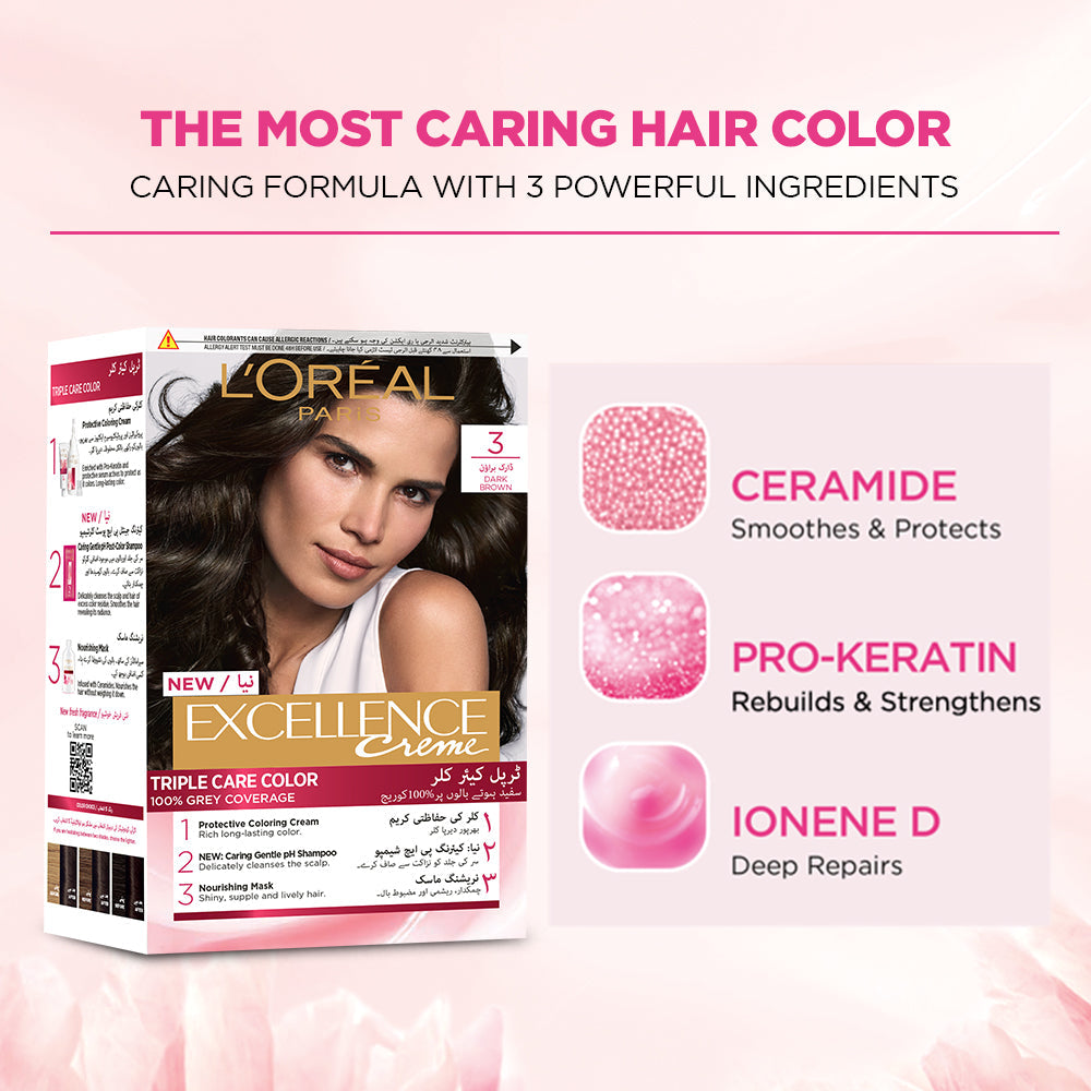 LOreal Paris Excellence Creme Hair Color -  3 Dark Chestnut Brown