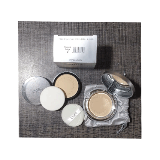 Etude Spf 25 Twin Cake Face Powder Foundation Base With Refill (02-Beige-Natural)