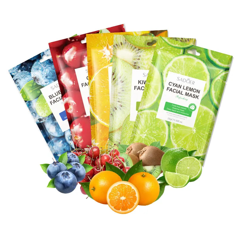 SADOER Pack of 5 Fruit Brightening Face Sheet Mask