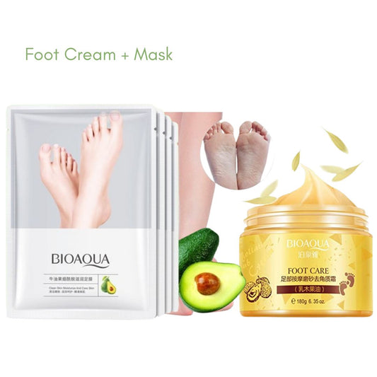 BIOAQUA Shea Butter Foot Scrub and Avocado Foot Mask