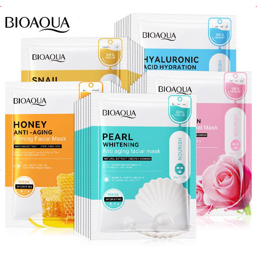 Bioaqua Pack of 5 Whitening Anti-Wrinkle  Nourish Moisturizing Facial Sheet Mask