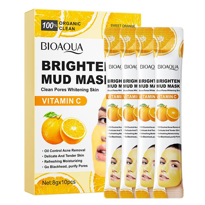 Bioaqua Vitamin C Brighten Cleansing Shrinking Pores Mud Mask 8g*10 Pcs