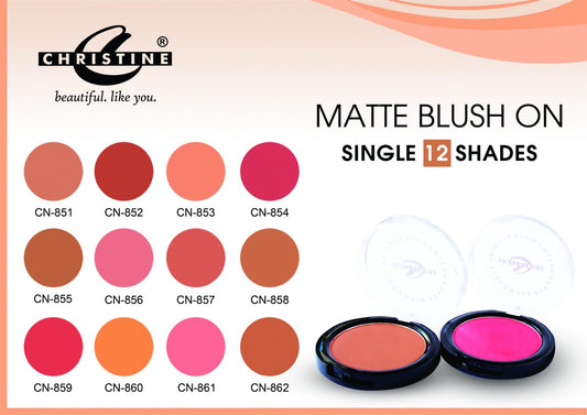 Christine Single Matte Blush On ( 12 Shades Find Your Best Choice)