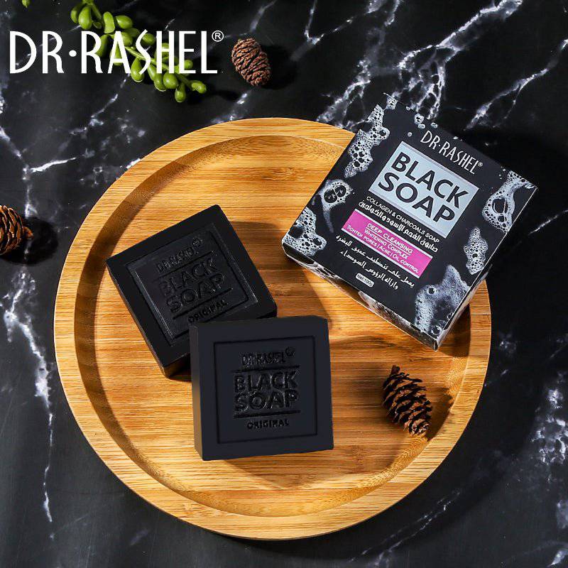 Dr Rashel Charcoal Black Soap Deep Cleansing Facial Soap Tighten Pores, Acne & Oil Control - 100g