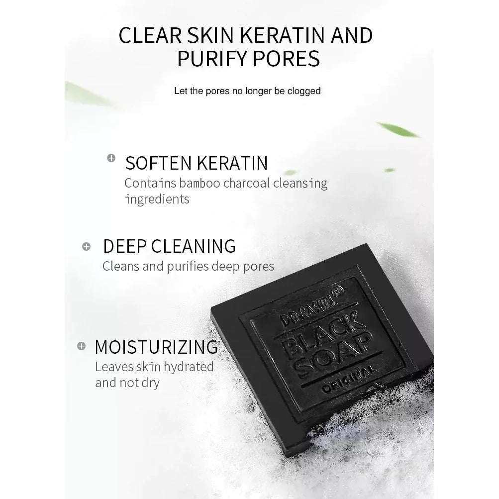 Dr Rashel Charcoal Black Soap Deep Cleansing Facial Soap Tighten Pores, Acne & Oil Control - 100g