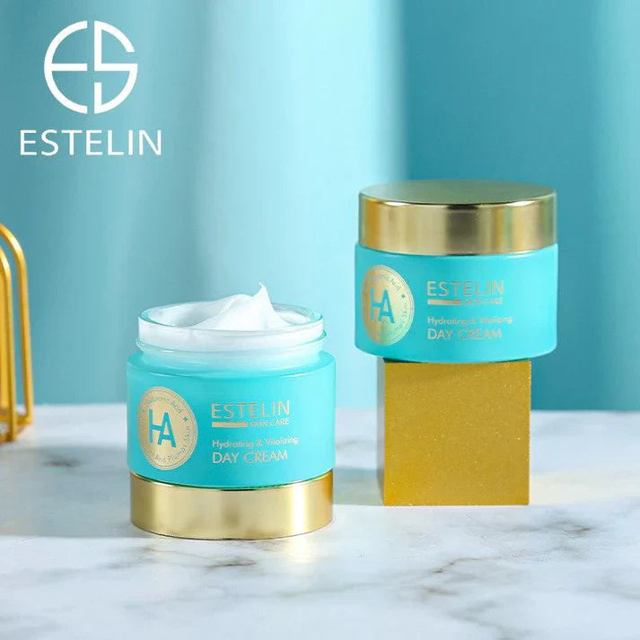 Estelin Hyaluronic Acid Hydrating & Vitalizing 4 Pc Kit Box Packing - Serum, Day & Night Cream, Facial Cleanser