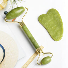 Facial Massage Jade Roller with Gua Sha Natural Stone Face Eyes Body Guasha Massager