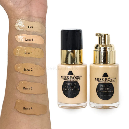 Miss Rose Waterproof Liquid Foundation Moisturizing Oil Free Full Coverage Deep 30Ml