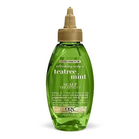 OGX Extra Strength Refreshing + Invigorating Teatree Mint Dry Scalp Treatment with Help Remove Scalp Buildup, Paraben-Free, Sulfate Surfactant-Free, 4 fl oz