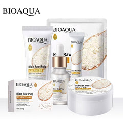 Bioaqua Pack of 6 Rice Raw Pulp Whitening Skincare Products Set